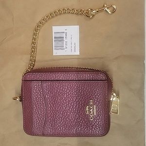 $118 NEW AUTHENTIC COACH LEATHER CARD CASE 6303 Wallet Zip Coin Purse